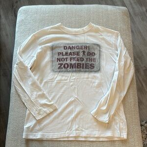 White Kids Long Sleeve Shirt - Do Not Feed the Zombies